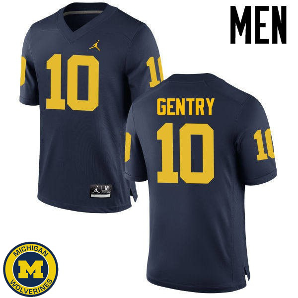 Men's Michigan Wolverines #10 Zach Gentry Navy High School Jersey